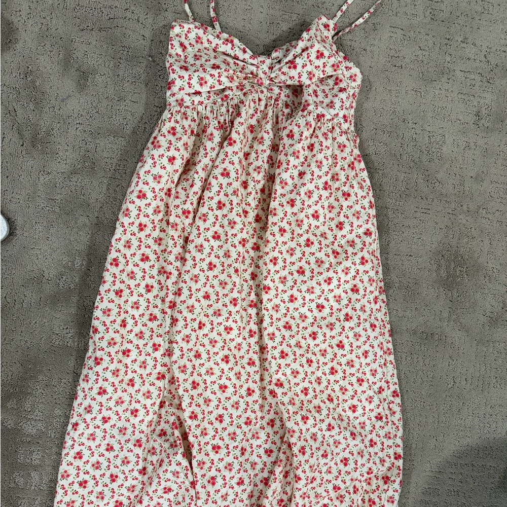 Floral Cream Maxi Dress with Pink Rose Print